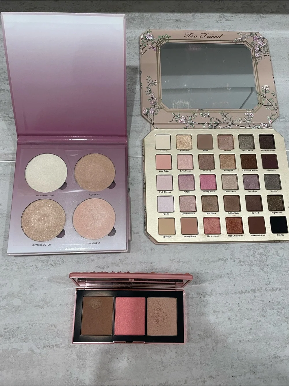 Too Faced Eye Shadow & Anastasia Glow Kit & NARS Cheek Palette